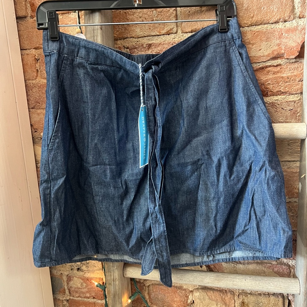 🆕 Draper James Chambray Tie-Waist Skirt 100% Cotton!
